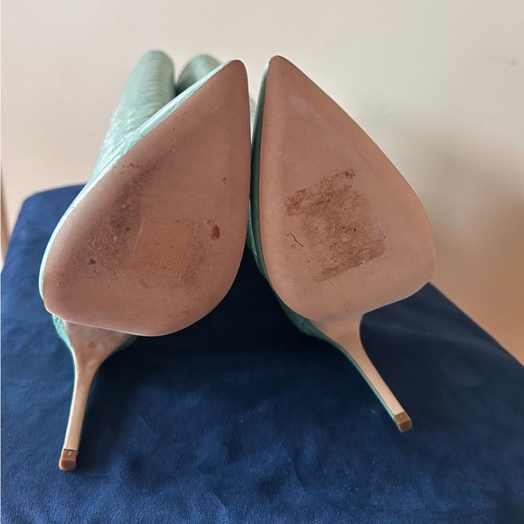 Paris Texas Women's Green Croc-effect Leather Knee-high Boots - Picture 7 of 12